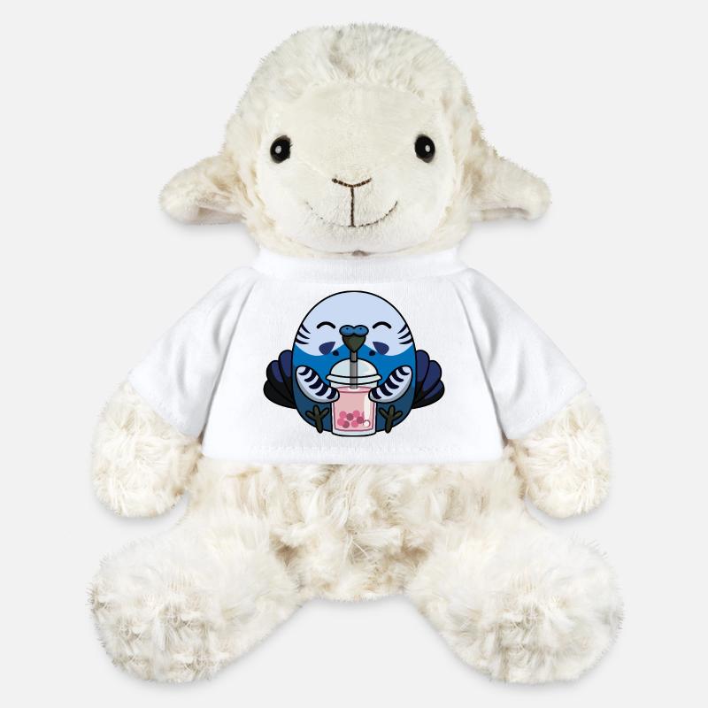 Blue Budgie Bird with Bubble Tea - MiniFeet® Sheep Annika - white