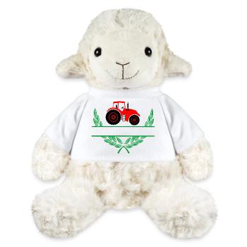 Roter Traktor mit Namensraum - MiniFeet® Schaf Annika - Weiß - Vorne