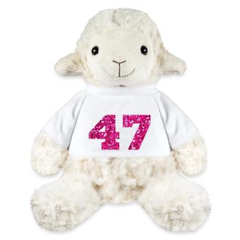 Number 47 Pink Glitter - 47th Anniversary - MiniFeet® Sheep Annika - white - Front