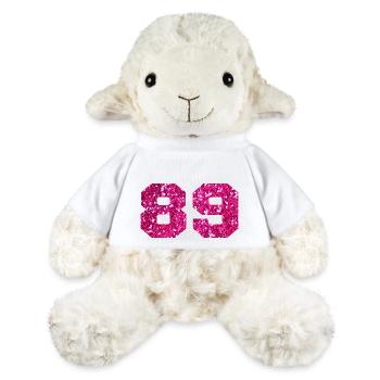 Numéro 89 paillettes rose - 89e anniversaire - Mouton en peluche Annika MiniFeet® - blanc - Devant