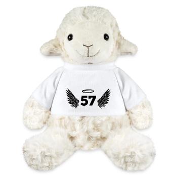 Nummer 57 Engel - Flügel zum 57. Geburtstag - MiniFeet® Schaf Annika - Weiß - Vorne