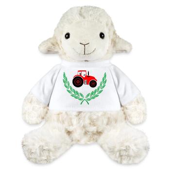 Roter Traktor im Lorbeerkranz - MiniFeet® Schaf Annika - Weiß - Vorne