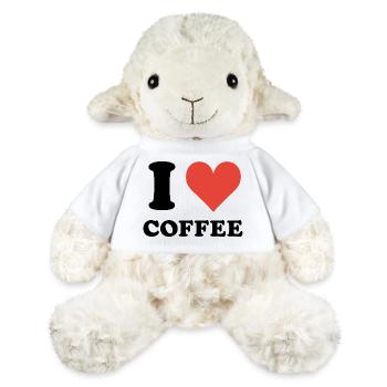 Ich liebe Kaffee Zitat - MiniFeet® Schaf Annika - Weiß - Vorne