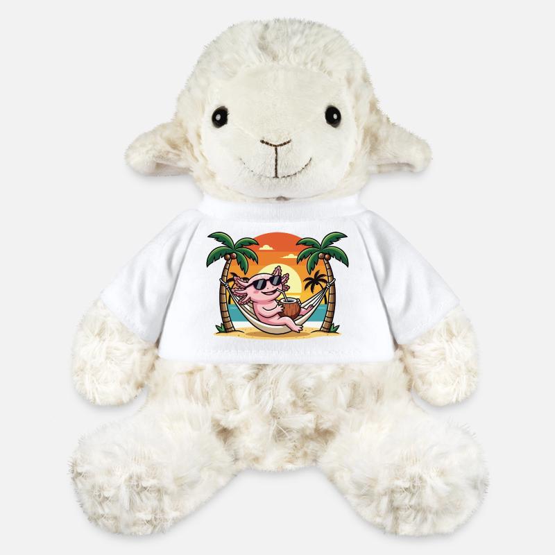 Funny Axolotl on Beach Hammock Summer Vacation - MiniFeet® Sheep Annika - white