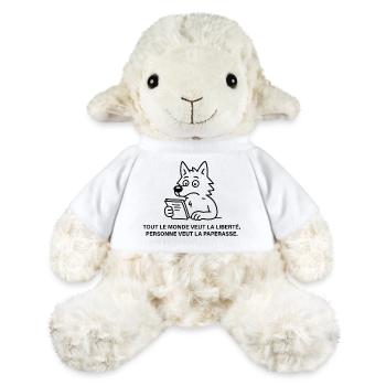 Loup lecteur et paperasse satirique - Mouton en peluche Annika MiniFeet® - blanc - Devant