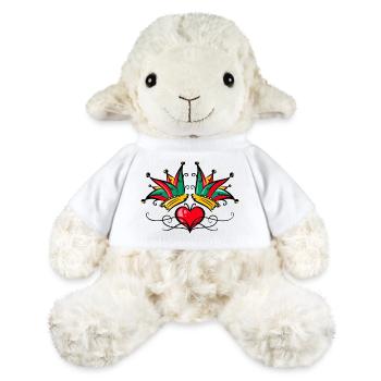 Tatouage de cœur de carnaval Fool’s Cap - Mouton en peluche Annika MiniFeet® - blanc - Devant