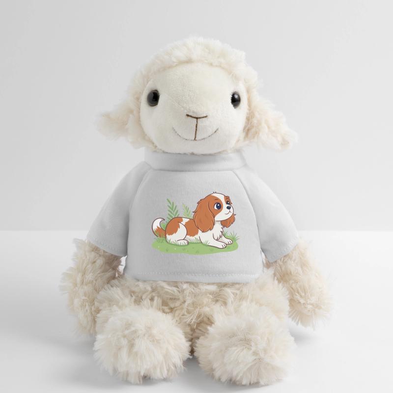 Chiot Cavalier sur herbe joyeuse Mouton en peluche Annika MiniFeet®