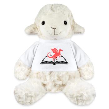 Dragon sur un livre fantastique - Mouton en peluche Annika MiniFeet® - blanc - Devant