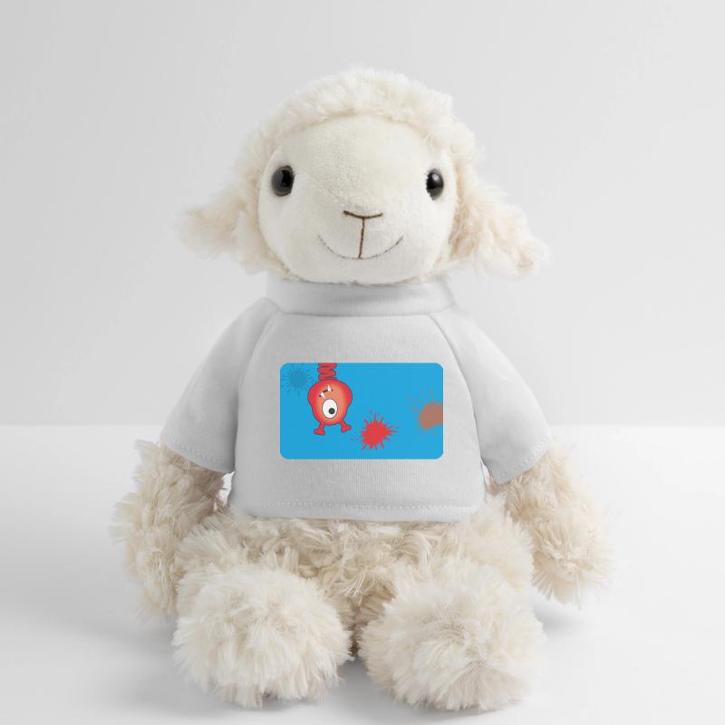 Monstre rouge et éclaboussures de couleur - Bleu Mouton en peluche Annika MiniFeet®