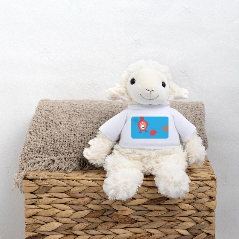 Monstre rouge et éclaboussures de couleur - Bleu Mouton en peluche Annika MiniFeet®