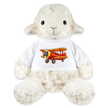 Doppeldecker Flugzeug Motiv Retro Cartoon  - MiniFeet® Schaf Annika - Weiß - Vorne