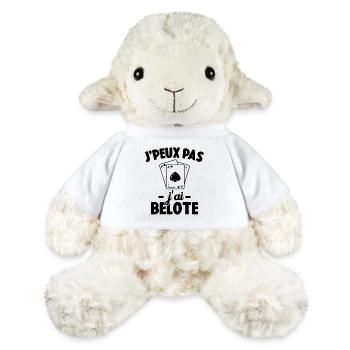 J'peux pas j'ai belote Cadeau Humour - Mouton en peluche Annika MiniFeet® - blanc - Devant