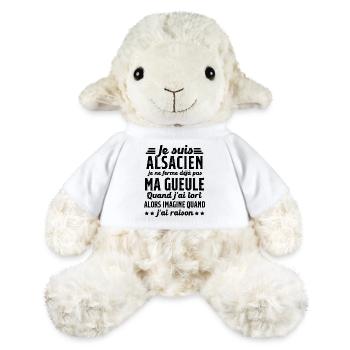 Alsacien je ferme pas ma gueule humour alsace - Mouton en peluche Annika MiniFeet® - blanc - Devant