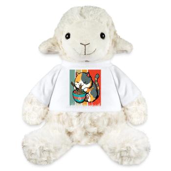 Chat mangeant des Ramen, coloré - Mouton en peluche Annika MiniFeet® - blanc - Devant