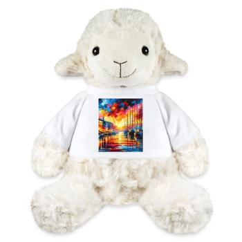 Coucher de soleil vibrant sur le port avec des bateaux et des couleurs - Mouton en peluche Annika MiniFeet® - blanc - Devant