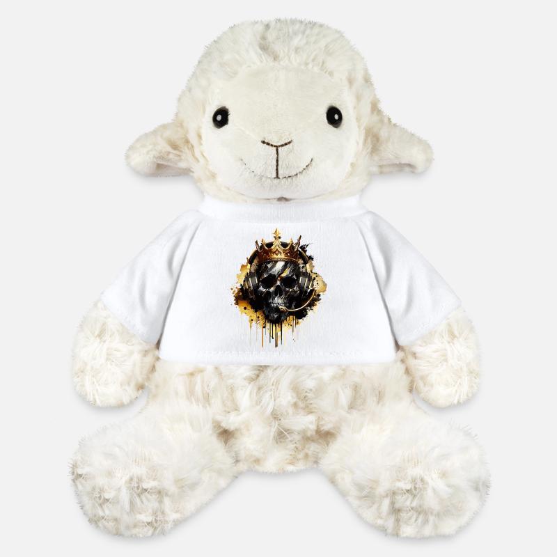 Crâne de jeu doré avec couronne - Mouton en peluche Annika MiniFeet® - blanc