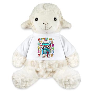 Mascotte calculatrice du Jour des Chiffres 2026 - Mouton en peluche Annika MiniFeet® - blanc - Devant