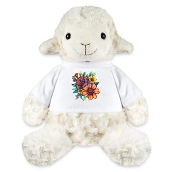 Fleurs splendantes couleurs néon - Mouton en peluche Annika MiniFeet® - blanc - Devant