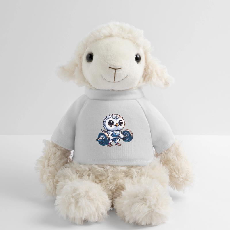 Eule mit Hanteln Workout Schneeeule Stemmen MiniFeet® Schaf Annika