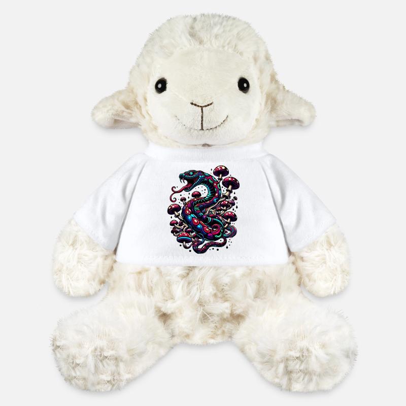 Psychedelic snake with mushrooms - MiniFeet® Sheep Annika - white