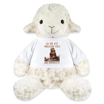 La vie est meilleure avec une marmotte - Mouton en peluche Annika MiniFeet® - blanc - Devant