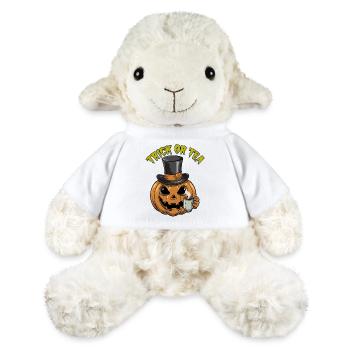 Trick or Tea lustiger Halloweenkürbis mit Teetasse - MiniFeet® Schaf Annika - Weiß - Vorne