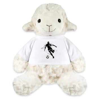 Un joueur de football donne un coup de pied dans un ballon de football - Mouton en peluche Annika MiniFeet® - blanc - Devant
