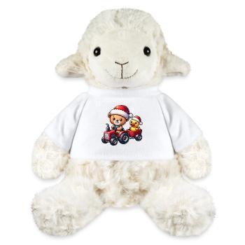 Teddybär fährt Traktor mit kleiner gelber Ente - MiniFeet® Schaf Annika - Weiß - Vorne