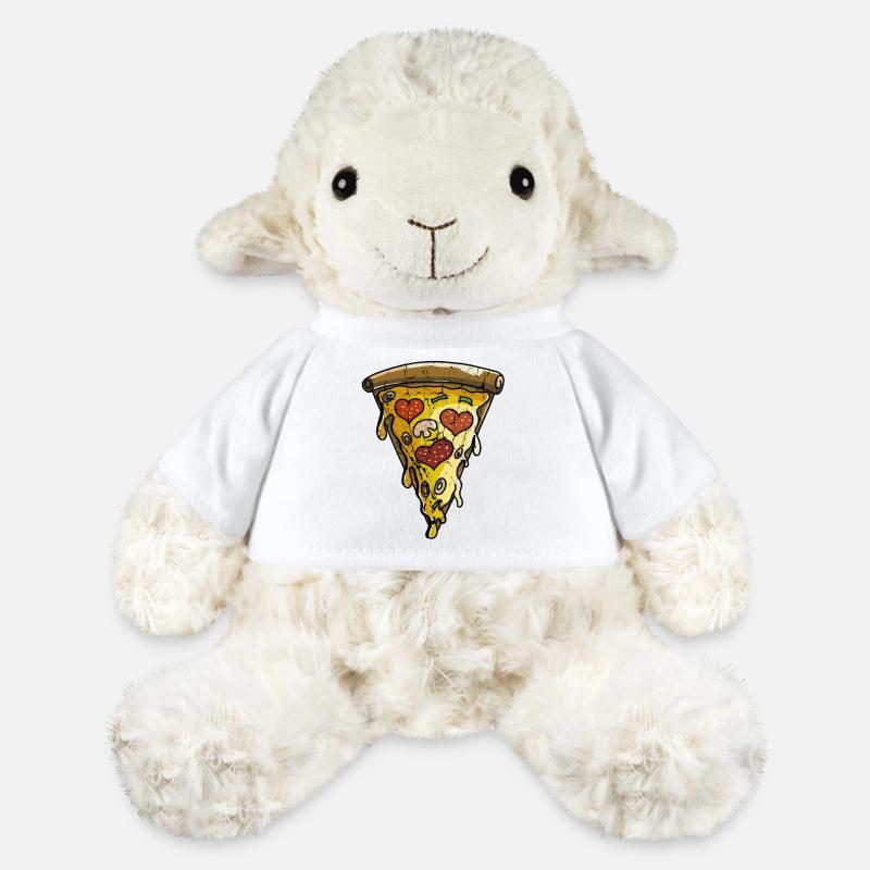 Washed and Worn Pizza Piece - Pizza - Love - MiniFeet® Sheep Annika - white