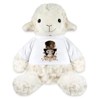 Singe steampunk avec un look de chapeau cylindre antique - Mouton en peluche Annika MiniFeet® - blanc - Devant