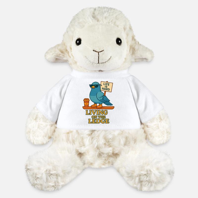 Funny Dove with Shield & Coffee - MiniFeet® Sheep Annika - white