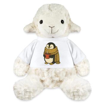 Kuscheliger Pinguin mit Wollschal und Heißgetränk - MiniFeet® Schaf Annika - Weiß - Vorne
