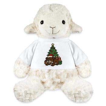 Bulldog Sleeping by Tree Christmas Cartoon Art - MiniFeet® Sheep Annika - white - Front