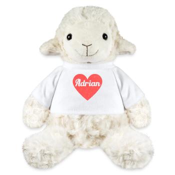 Adrian Name Red Heart Love Fan Retro - MiniFeet® Sheep Annika - white - Front