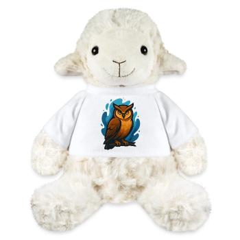 Hibou brun contre les vagues bleues - Mouton en peluche Annika MiniFeet® - blanc - Devant