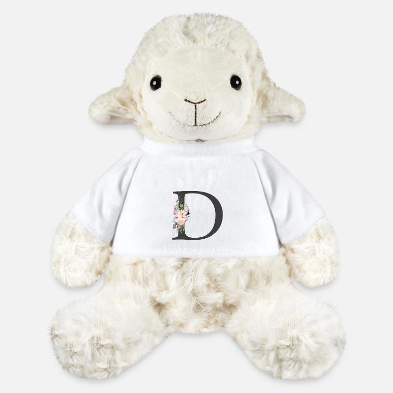 Buchstabe D, Monogramm, Blumen - MiniFeet® Schaf Annika - Weiß