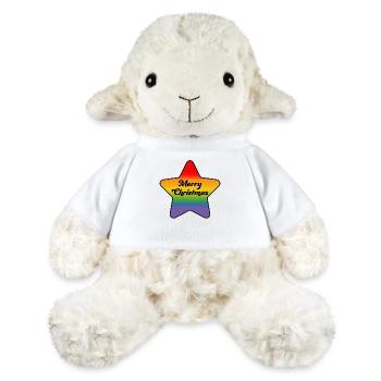 LGBTQI Merry Christmas Rainbow Star - MiniFeet® Sheep Annika - white - Front