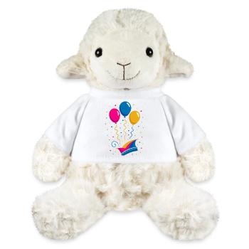 Carnival with jester's cap and colorful balloons - MiniFeet® Sheep Annika - white - Front