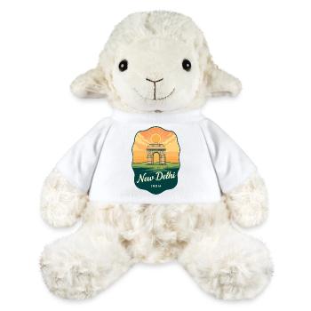 Badge de voyage rétro Sunset Gate de New Delhi India Gate - Mouton en peluche Annika MiniFeet® - blanc - Devant