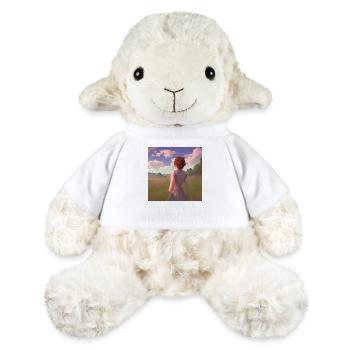 Junge Frau in der Natur Blumen Wiese Wolken Himmel - MiniFeet® Schaf Annika - Weiß - Vorne