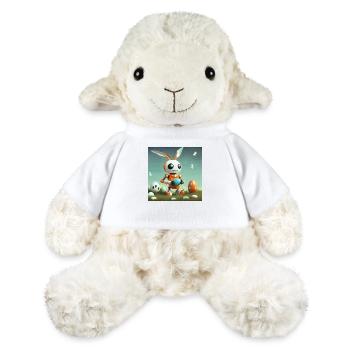 süßer kleiner orangefarbener Vintage-Roboter ist Osterhase - MiniFeet® Schaf Annika - Weiß - Vorne