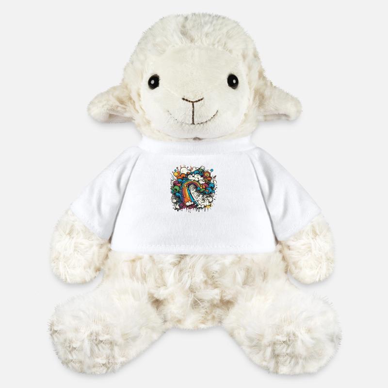 Graffiti arc-en-ciel - Mouton en peluche Annika MiniFeet® - blanc
