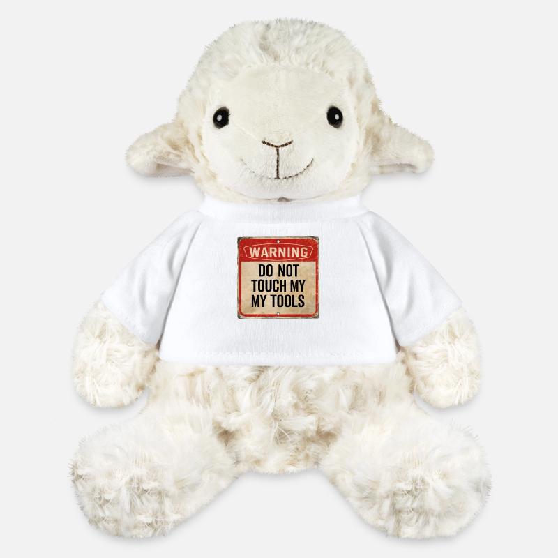 Warning Do Not Touch My Tools Funny Warning Sign - MiniFeet® Sheep Annika - white