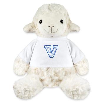 Lettre v chinoiserie bleu - Mouton en peluche Annika MiniFeet® - blanc - Devant