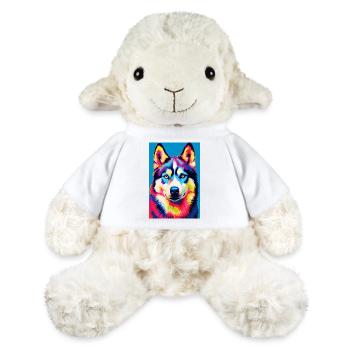 Chien Husky Sibérien Pop Art - Mouton en peluche Annika MiniFeet® - blanc - Devant
