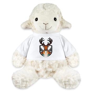 Large deer with antlers as logo - MiniFeet® Sheep Annika - white - Front