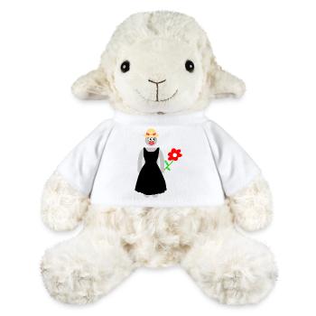 Frau hält eine Rose in der Hand - MiniFeet® Schaf Annika - Weiß - Vorne