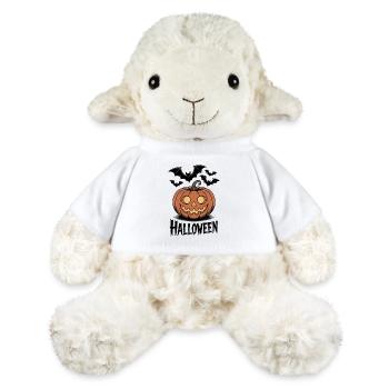 Motif effrayant de citrouille d'Halloween avec des chauves-souris - Mouton en peluche Annika MiniFeet® - blanc - Devant