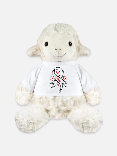Boucle du cancer du cœur Hope - Mouton en peluche Annika MiniFeet® - blanc
