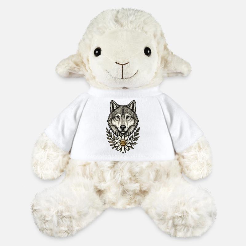 Wolfkopf mit Blumenkranz - MiniFeet® Schaf Annika - Weiß